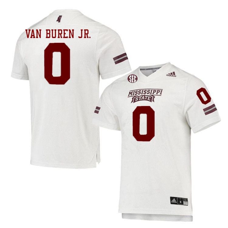 Men #0 Michael Van Buren Jr. Mississippi State Bulldogs College Football Jerseys Stitched-White